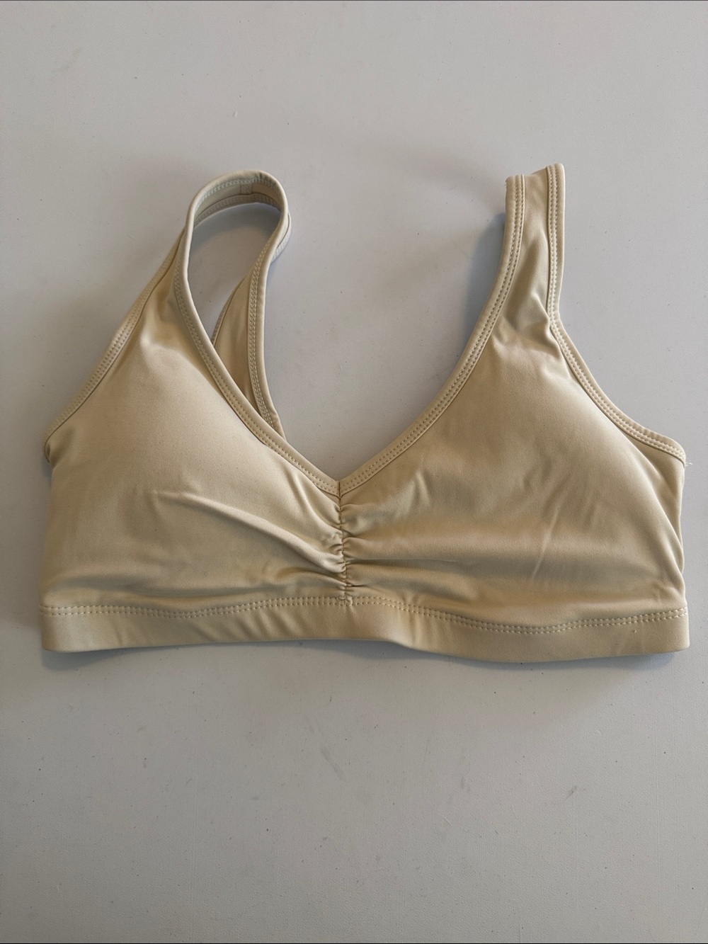 PChee Bum Beige Ruched Front Sports Bralette Size S